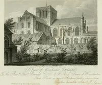 An illustration from History and antiquities of the cathedral churches of Great Britain : illustrated with a series of highly-finished engravings, exhibiting general and particular views, ground plans, and all the architectural features and ornaments in the various styles of building used in our ecclesiastical edifices (1814)