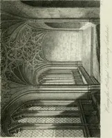 An illustration from History and antiquities of the cathedral churches of Great Britain : illustrated with a series of highly-finished engravings, exhibiting general and particular views, ground plans, and all the architectural features and ornaments in the various styles of building used in our ecclesiastical edifices (1814)