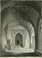 An illustration from History and antiquities of the cathedral churches of Great Britain : illustrated with a series of highly-finished engravings, exhibiting general and particular views, ground plans, and all the architectural features and ornaments in the various styles of building used in our ecclesiastical edifices (1814)