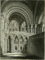 An illustration from History and antiquities of the cathedral churches of Great Britain : illustrated with a series of highly-finished engravings, exhibiting general and particular views, ground plans, and all the architectural features and ornaments in the various styles of building used in our ecclesiastical edifices (1814)