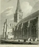An illustration from History and antiquities of the cathedral churches of Great Britain : illustrated with a series of highly-finished engravings, exhibiting general and particular views, ground plans, and all the architectural features and ornaments in the various styles of building used in our ecclesiastical edifices (1814)