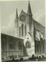 An illustration from History and antiquities of the cathedral churches of Great Britain : illustrated with a series of highly-finished engravings, exhibiting general and particular views, ground plans, and all the architectural features and ornaments in the various styles of building used in our ecclesiastical edifices (1814)
