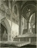 An illustration from History and antiquities of the cathedral churches of Great Britain : illustrated with a series of highly-finished engravings, exhibiting general and particular views, ground plans, and all the architectural features and ornaments in the various styles of building used in our ecclesiastical edifices (1814)
