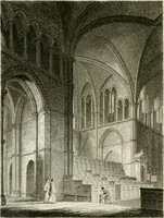 An illustration from History and antiquities of the cathedral churches of Great Britain : illustrated with a series of highly-finished engravings, exhibiting general and particular views, ground plans, and all the architectural features and ornaments in the various styles of building used in our ecclesiastical edifices (1814)
