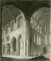 An illustration from History and antiquities of the cathedral churches of Great Britain : illustrated with a series of highly-finished engravings, exhibiting general and particular views, ground plans, and all the architectural features and ornaments in the various styles of building used in our ecclesiastical edifices (1814)
