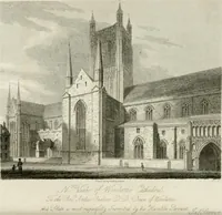 An illustration from History and antiquities of the cathedral churches of Great Britain : illustrated with a series of highly-finished engravings, exhibiting general and particular views, ground plans, and all the architectural features and ornaments in the various styles of building used in our ecclesiastical edifices (1814)