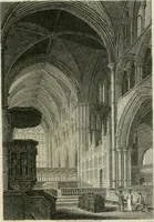 An illustration from History and antiquities of the cathedral churches of Great Britain : illustrated with a series of highly-finished engravings, exhibiting general and particular views, ground plans, and all the architectural features and ornaments in the various styles of building used in our ecclesiastical edifices (1814)