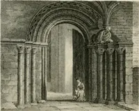 An illustration from History and antiquities of the cathedral churches of Great Britain : illustrated with a series of highly-finished engravings, exhibiting general and particular views, ground plans, and all the architectural features and ornaments in the various styles of building used in our ecclesiastical edifices (1814)