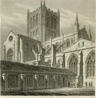 An illustration from History and antiquities of the cathedral churches of Great Britain : illustrated with a series of highly-finished engravings, exhibiting general and particular views, ground plans, and all the architectural features and ornaments in the various styles of building used in our ecclesiastical edifices (1814)