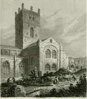 An illustration from History and antiquities of the cathedral churches of Great Britain : illustrated with a series of highly-finished engravings, exhibiting general and particular views, ground plans, and all the architectural features and ornaments in the various styles of building used in our ecclesiastical edifices (1814)