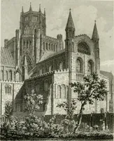 An illustration from History and antiquities of the cathedral churches of Great Britain : illustrated with a series of highly-finished engravings, exhibiting general and particular views, ground plans, and all the architectural features and ornaments in the various styles of building used in our ecclesiastical edifices (1814)