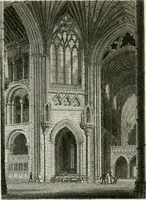 An illustration from History and antiquities of the cathedral churches of Great Britain : illustrated with a series of highly-finished engravings, exhibiting general and particular views, ground plans, and all the architectural features and ornaments in the various styles of building used in our ecclesiastical edifices (1814)