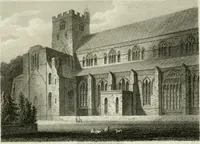 An illustration from History and antiquities of the cathedral churches of Great Britain : illustrated with a series of highly-finished engravings, exhibiting general and particular views, ground plans, and all the architectural features and ornaments in the various styles of building used in our ecclesiastical edifices (1814)