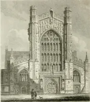 An illustration from History and antiquities of the cathedral churches of Great Britain : illustrated with a series of highly-finished engravings, exhibiting general and particular views, ground plans, and all the architectural features and ornaments in the various styles of building used in our ecclesiastical edifices (1814)