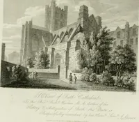 An illustration from History and antiquities of the cathedral churches of Great Britain : illustrated with a series of highly-finished engravings, exhibiting general and particular views, ground plans, and all the architectural features and ornaments in the various styles of building used in our ecclesiastical edifices (1814)