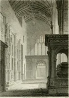 An illustration from History and antiquities of the cathedral churches of Great Britain : illustrated with a series of highly-finished engravings, exhibiting general and particular views, ground plans, and all the architectural features and ornaments in the various styles of building used in our ecclesiastical edifices (1814)