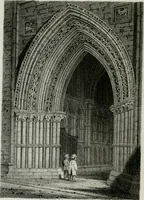 An illustration from History and antiquities of the cathedral churches of Great Britain : illustrated with a series of highly-finished engravings, exhibiting general and particular views, ground plans, and all the architectural features and ornaments in the various styles of building used in our ecclesiastical edifices (1814)