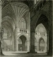 An illustration from History and antiquities of the cathedral churches of Great Britain : illustrated with a series of highly-finished engravings, exhibiting general and particular views, ground plans, and all the architectural features and ornaments in the various styles of building used in our ecclesiastical edifices (1814)