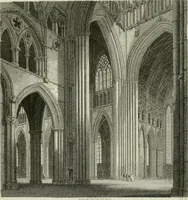 An illustration from History and antiquities of the cathedral churches of Great Britain : illustrated with a series of highly-finished engravings, exhibiting general and particular views, ground plans, and all the architectural features and ornaments in the various styles of building used in our ecclesiastical edifices (1814)