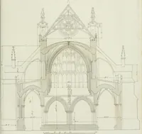 An illustration from History and antiquities of the cathedral churches of Great Britain : illustrated with a series of highly-finished engravings, exhibiting general and particular views, ground plans, and all the architectural features and ornaments in the various styles of building used in our ecclesiastical edifices (1814)