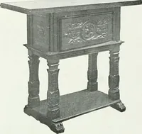 An illustration from A history of oak furniture (1920)