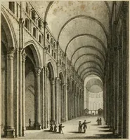 An illustration from An history of the origin and establishment of Gothic architecture : comprehending also an account, from his own writings, of Caesar Caesarianus, the first professed commentator on Vitruvius, and of his translation of that author : an investigation of the principles and proportions of that style of architecture called the Gothic : and an inquiry into the mode of painting upon and staining glass, as practiced in the ecclesiastical structures of the Middle Ages (1813)