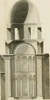 An illustration from An history of the origin and establishment of Gothic architecture : comprehending also an account, from his own writings, of Caesar Caesarianus, the first professed commentator on Vitruvius, and of his translation of that author : an investigation of the principles and proportions of that style of architecture called the Gothic : and an inquiry into the mode of painting upon and staining glass, as practiced in the ecclesiastical structures of the Middle Ages (1813)