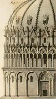 An illustration from An history of the origin and establishment of Gothic architecture : comprehending also an account, from his own writings, of Caesar Caesarianus, the first professed commentator on Vitruvius, and of his translation of that author : an investigation of the principles and proportions of that style of architecture called the Gothic : and an inquiry into the mode of painting upon and staining glass, as practiced in the ecclesiastical structures of the Middle Ages (1813)
