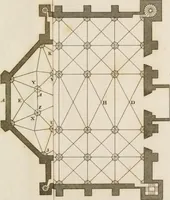 An illustration from An history of the origin and establishment of Gothic architecture : comprehending also an account, from his own writings, of Caesar Caesarianus, the first professed commentator on Vitruvius, and of his translation of that author : an investigation of the principles and proportions of that style of architecture called the Gothic : and an inquiry into the mode of painting upon and staining glass, as practiced in the ecclesiastical structures of the Middle Ages (1813)