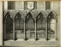 An illustration from The history of St. Paul's Cathedral in London, from its foundation ... : beautified with sundry prospects of the old fabrick, which was destroyed by the fire of that city, 1666 : as also with the figures of the tombs and monuments therein, which were all defaced in the late rebellion : whereunto is added, a continuation thereof, setting forth what was done in the structure of the new church, to the year 1685 : likewise, an historical account of the northern cathedrals, and chief collegiate churches in the province of York (1716)