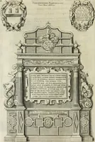 An illustration from The history of St. Paul's Cathedral in London, from its foundation ... : beautified with sundry prospects of the old fabrick, which was destroyed by the fire of that city, 1666 : as also with the figures of the tombs and monuments therein, which were all defaced in the late rebellion : whereunto is added, a continuation thereof, setting forth what was done in the structure of the new church, to the year 1685 : likewise, an historical account of the northern cathedrals, and chief collegiate churches in the province of York (1716)