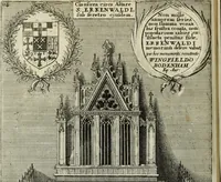 An illustration from The history of St. Paul's Cathedral in London, from its foundation ... : beautified with sundry prospects of the old fabrick, which was destroyed by the fire of that city, 1666 : as also with the figures of the tombs and monuments therein, which were all defaced in the late rebellion : whereunto is added, a continuation thereof, setting forth what was done in the structure of the new church, to the year 1685 : likewise, an historical account of the northern cathedrals, and chief collegiate churches in the province of York (1716)