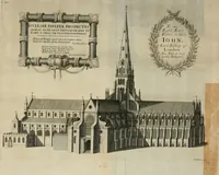 An illustration from The history of St. Paul's Cathedral in London, from its foundation ... : beautified with sundry prospects of the old fabrick, which was destroyed by the fire of that city, 1666 : as also with the figures of the tombs and monuments therein, which were all defaced in the late rebellion : whereunto is added, a continuation thereof, setting forth what was done in the structure of the new church, to the year 1685 : likewise, an historical account of the northern cathedrals, and chief collegiate churches in the province of York (1716)