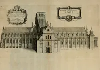 An illustration from The history of St. Paul's Cathedral in London, from its foundation ... : beautified with sundry prospects of the old fabrick, which was destroyed by the fire of that city, 1666 : as also with the figures of the tombs and monuments therein, which were all defaced in the late rebellion : whereunto is added, a continuation thereof, setting forth what was done in the structure of the new church, to the year 1685 : likewise, an historical account of the northern cathedrals, and chief collegiate churches in the province of York (1716)