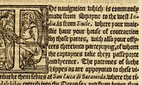 An illustration from The history of trauayle in the VVest and East Indies, and other countreys lying eyther way, towardes the fruitfull and ryche Moluccaes. : ... VVith a discourse of the Northwest passage. (1577)