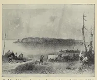 An illustration from A history of travel in America : showing the development of travel and transportation from the crude methods of the canoe and the dog-sled to the highly organized railway systems of the present, together with a narrative of the human experiences and changing social conditions that accompanied this economic conquest of the continent (1915)