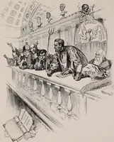 An illustration from Hits at politics : a series of cartoons / by W.A. Rogers. (1899)