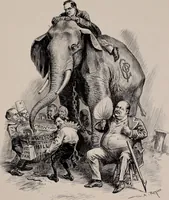 An illustration from Hits at politics : a series of cartoons / by W.A. Rogers. (1899)