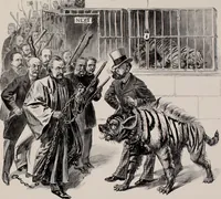 Picture 32 of 120 from Hits at politics : a series of cartoons / by W.A. Rogers. (1899), leaf 40
