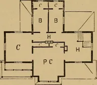 An illustration from Hobbs's architecture: containing designs and ground plans for villas, cottages and other edifices, both suburban and rural, adapted to the United States. With rules for criticism, and introduction (1876)