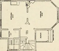 An illustration from Hodgson's low cost American homes; perspective views and floor plans of one hundred low and medium priced houses (1905)