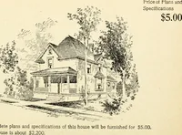An illustration from Hodgson's low cost American homes; perspective views and floor plans of one hundred low and medium priced houses (1905)