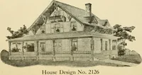 An illustration from Hodgson's modern house building : perspective views and floor plans of fifty low and medium priced houses ; full and complete working plans and specifications of any of these houses will be mailed at the low prices named, on the same day the order is received ; illustrated (1905)