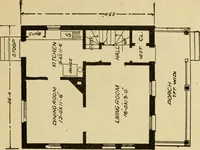 An illustration from Hodgson's modern house building : perspective views and floor plans of fifty low and medium priced houses ; full and complete working plans and specifications of any of these houses will be mailed at the low prices named, on the same day the order is received ; illustrated (1905)
