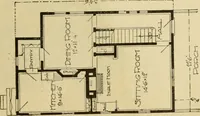 An illustration from Hodgson's modern house building : perspective views and floor plans of fifty low and medium priced houses ; full and complete working plans and specifications of any of these houses will be mailed at the low prices named, on the same day the order is received ; illustrated (1905)