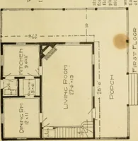 An illustration from Hodgson's modern house building : perspective views and floor plans of fifty low and medium priced houses ; full and complete working plans and specifications of any of these houses will be mailed at the low prices named, on the same day the order is received ; illustrated (1905)