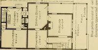 An illustration from Hodgson's modern house building : perspective views and floor plans of fifty low and medium priced houses ; full and complete working plans and specifications of any of these houses will be mailed at the low prices named, on the same day the order is received ; illustrated (1905)