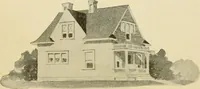 An illustration from Hodgson's modern house building : perspective views and floor plans of fifty low and medium priced houses ; full and complete working plans and specifications of any of these houses will be mailed at the low prices named, on the same day the order is received ; illustrated (1905)