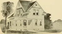 An illustration from Hodgson's modern house building : perspective views and floor plans of fifty low and medium priced houses ; full and complete working plans and specifications of any of these houses will be mailed at the low prices named, on the same day the order is received ; illustrated (1905)