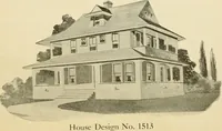 An illustration from Hodgson's modern house building : perspective views and floor plans of fifty low and medium priced houses ; full and complete working plans and specifications of any of these houses will be mailed at the low prices named, on the same day the order is received ; illustrated (1905)